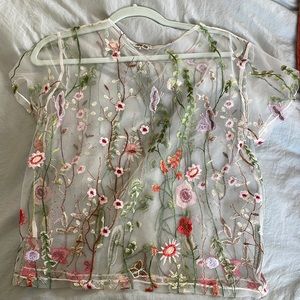 embroidered mesh top (like new)